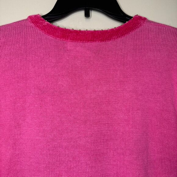 NEW QUACKER FACTORY woman's size medium M Christmas beaded bling snowman sweater - Picture 8 of 12